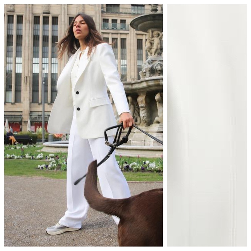 NWT. Zara Oyster White Fitted Shoulder Pad Blazer. Size M.